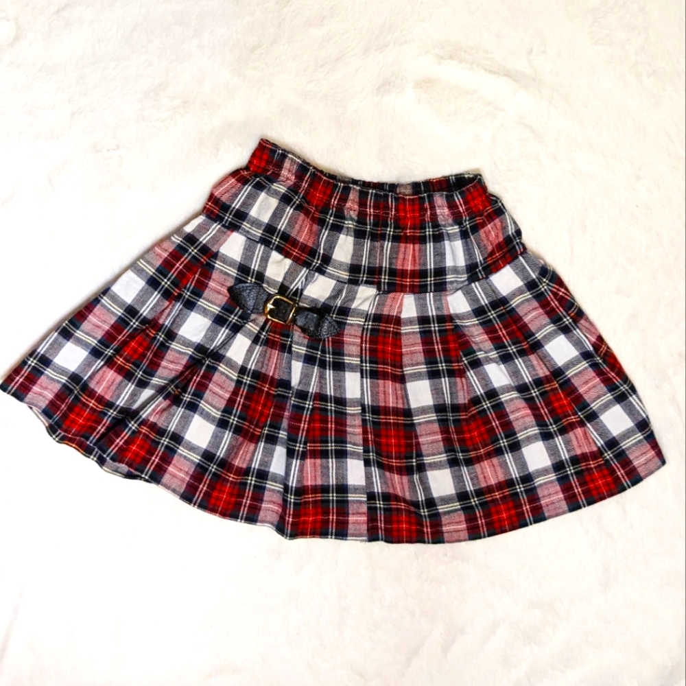 MINIWAVES Vintage USA Tartan Plaid Mini Skirt with Buckle Youth Girls' 6